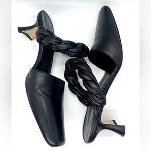 M. Gemi Braided Twist Leather Heeled Mule Pumps 37.5